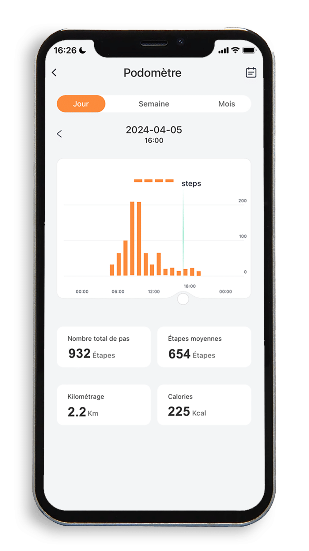 Écran Podomètre l'Application-Montre Connectée-OptiTrack Lite