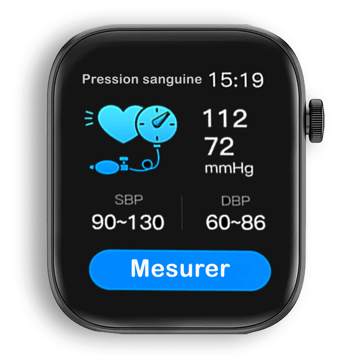 Écran mesure tension artérielle de la Montre Connectée OptiTrack Lite