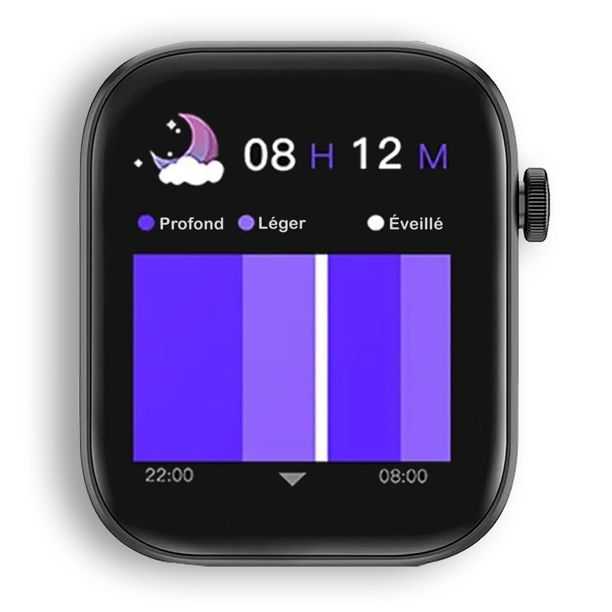 Écran suivi qualité du sommeil de la Montre Connectée OptiTrack Lite