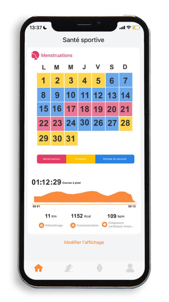 Écran Menstruations l'Application-Montre Connectée-OptiTrack Lite