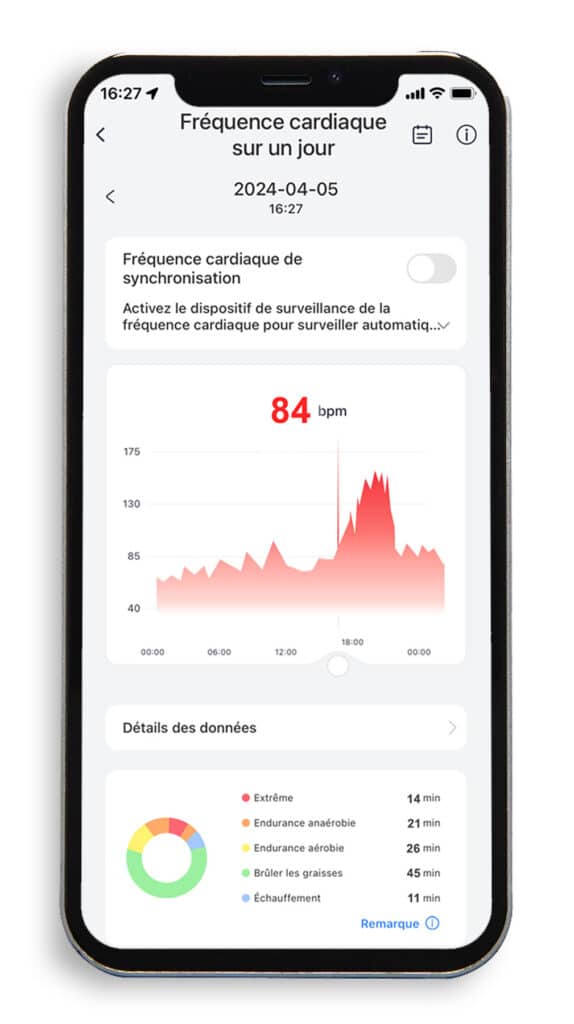 Écran Fréquence cardiaque l'Application-Montre Connectée-OptiTrack Lite