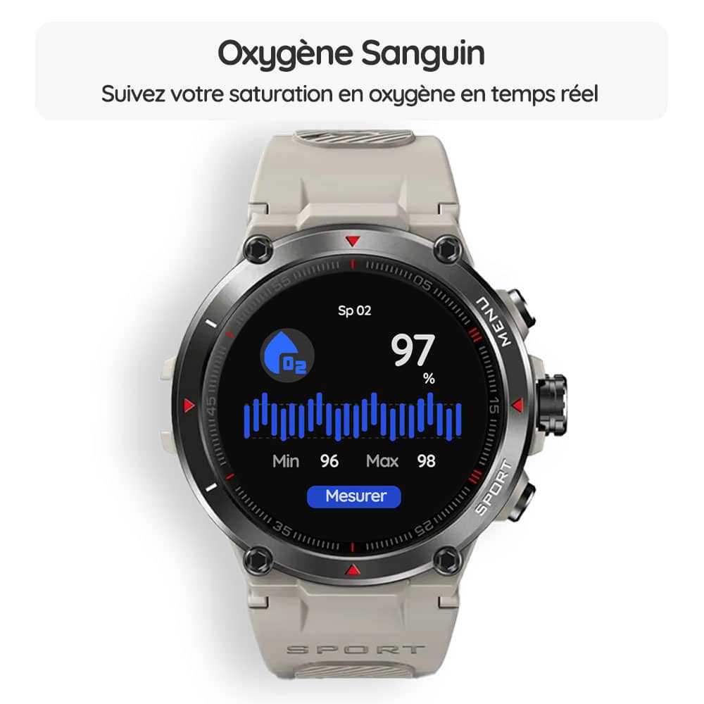 Montre connectée OptiTrack™ Sport - Oxygène Sanguin