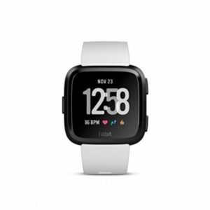 Fitbit Versa - Montres Connectées Forme, Sport et Bien-être, Autonomie 4 Jours, Étanche, Suivi Fréquence Cardiaque, Noir/Blanc, Taille unique