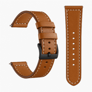 Bracelet en cuir ligne blanche pour montre connectée Marron