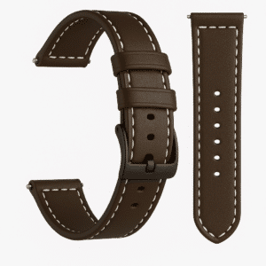 Bracelet en cuir ligne blanche pour montre connectée Marron foncé