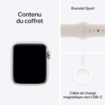 Apple Watch SE (2ᵉ génération, 2023) 40 mm GPS + Cellular, Aluminium, Bracelet Sport lumière stellaire - M/L