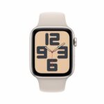 Apple Watch SE (2ᵉ génération, 2023) (44 mm GPS + Cellular) Smartwatch avec boîtier en Aluminium et Bracelet Sport lumière stellaire - M/L