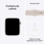 Apple Watch SE (2ᵉ génération, 2023) (44 mm GPS + Cellular) Smartwatch avec boîtier en Aluminium et Bracelet Sport lumière stellaire - M/L