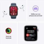 Apple Watch SE (2ᵉ génération, 2023) (44 mm GPS + Cellular) Smartwatch avec boîtier en Aluminium et Bracelet Sport lumière stellaire - M/L