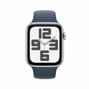 Apple Watch SE (2ᵉ génération, 2023) (44 mm GPS) Smartwatch avec boîtier en Aluminium Argent et Bracelet Sport Bleu Orage - M/L