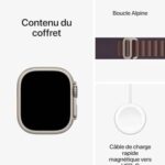 Apple Watch Ultra 2 (49 mm GPS + Cellular) avec boîtier en titane robuste et Boucle Alpine indigo Medium