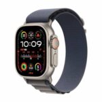 Apple Watch Ultra 2 (49 mm GPS + Cellular) Smartwatch avec boîtier en Titane Robuste et Boucle Alpine Bleu - Small