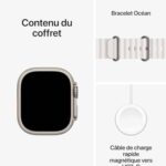 Apple Watch Ultra 2 (49 mm GPS + Cellular) Smartwatch avec boîtier en Titane Robuste et Bracelet Océan Blanc