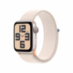 Apple Watch SE (2ᵉ génération, 2023) (40 mm GPS + Cellular) Smartwatch avec boîtier Aluminium et Boucle Sport lumière stellaire