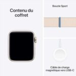 Apple Watch SE (2ᵉ génération, 2023) (40 mm GPS + Cellular) Smartwatch avec boîtier Aluminium et Boucle Sport lumière stellaire