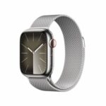 Apple Watch Series 9 (41 mm GPS + Cellular) avec Boîtier en Acier Inoxydable et Bracelet Milanais Argent