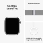 Apple Watch Series 9 (41 mm GPS + Cellular) avec Boîtier en Acier Inoxydable et Bracelet Milanais Argent