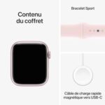 Apple Watch Series 9 (45 mm GPS + Cellular) Smartwatch avec boîtier Aluminium Rose et Bracelet Sport Rose pâle (M/L)