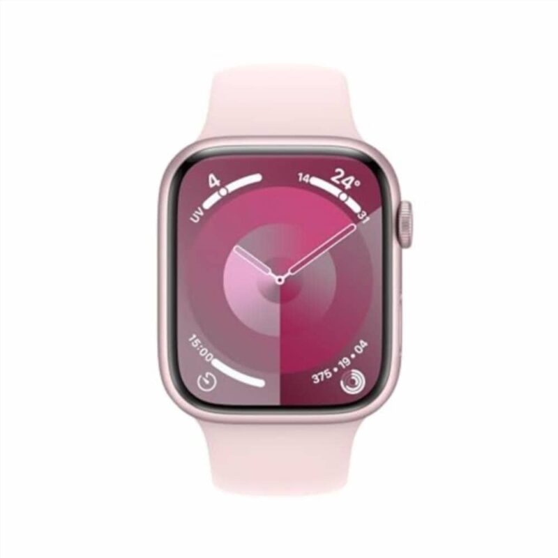 Apple Watch Series 9 (45 mm GPS + Cellular) Smartwatch avec boîtier Aluminium Rose et Bracelet Sport Rose pâle (M/L)