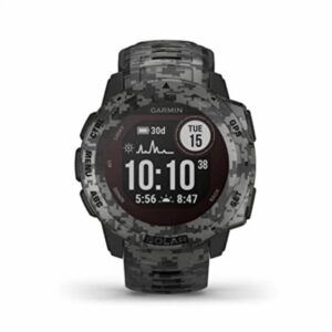 Garmin Instinct Solar Camo Edition - Montre GPS de plein air robuste avec chargement à l'énergie solaire - Noir