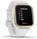 Garmin Venu SQ - Montre connectée santé bien-être, Gps intégré, multisports, cardio poignet, stockage musique, Garmin Pay - Light Gold avec bracelet blanc - Boîtier 40mm