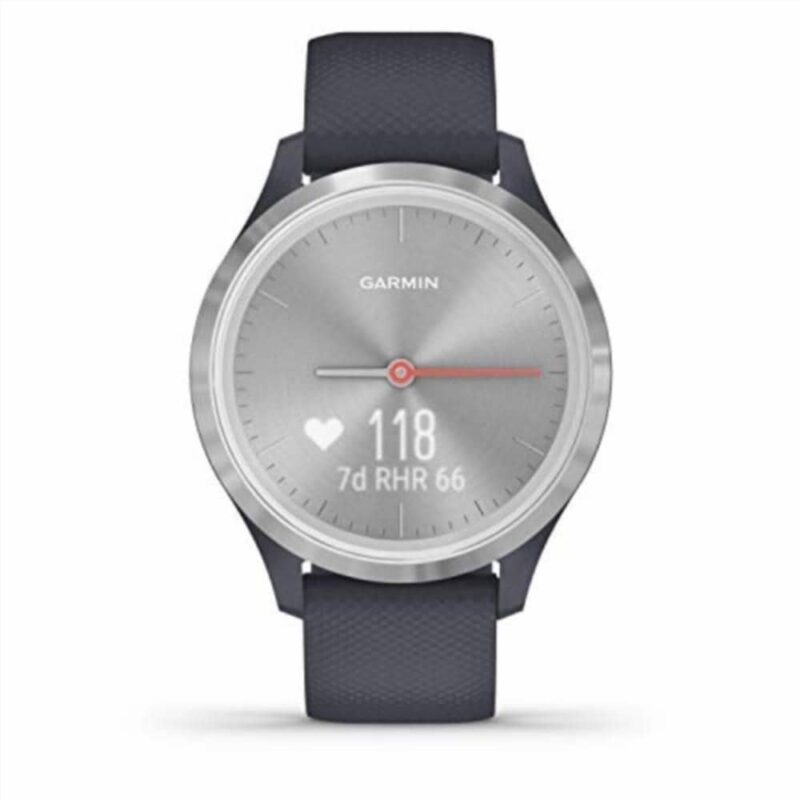 Garmin Vívomove 3S : Montre Connectée à Aiguilles Mécaniques et Écran Tactile avec Suivi GPS– Silver/Granite Blue – Cadran 39 mm (Reconditionné)