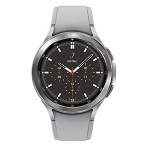 Samsung Galaxy Watch4 Classic 4G 46 mm, argent - Montre connectée intelligente, lunette tournante, santé, bien-être, sport, IMC, ECG – Version FR, argent