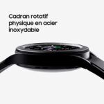 Samsung Galaxy Watch4 Classic Bluetooth, 46 mm, noir - Montre connectée intelligente, lunette tournante, santé, bien-être, sport, IMC, ECG – Version FR