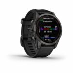 Garmin Fenix 7S Sapphire SolCarbon Grey DLC Ti avec Bande Noire