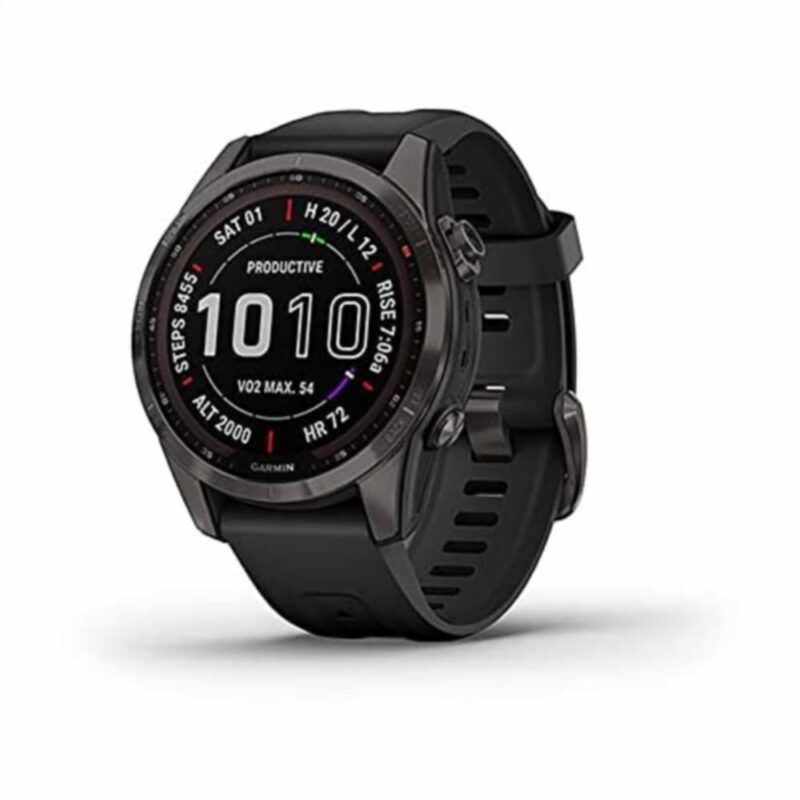 Garmin Fenix 7S Sapphire SolCarbon Grey DLC Ti avec Bande Noire