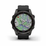 Garmin Fenix 7S Sapphire SolCarbon Grey DLC Ti avec Bande Noire