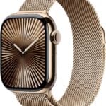 Apple Watch Series 10 42mm (GPS + Cellular) - Titane Or, Bracelet Milanais Or Or