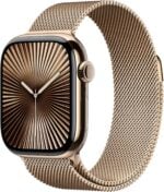 Apple Watch Series 10 42mm (GPS + Cellular) - Titane Or, Bracelet Milanais Or Or