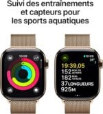 Apple Watch Series 10 42mm (GPS + Cellular) - Titane Or, Bracelet Milanais Or Or