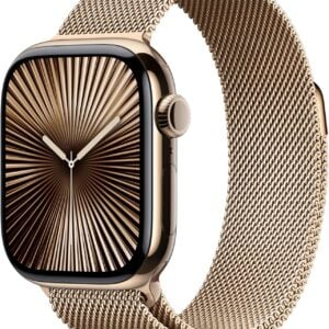 Apple Watch Series 10 42mm (GPS + Cellular) - Titane Or, Bracelet Milanais Or Or