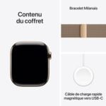 Apple Watch Series 10 42mm (GPS + Cellular) - Titane Or, Bracelet Milanais Or Or
