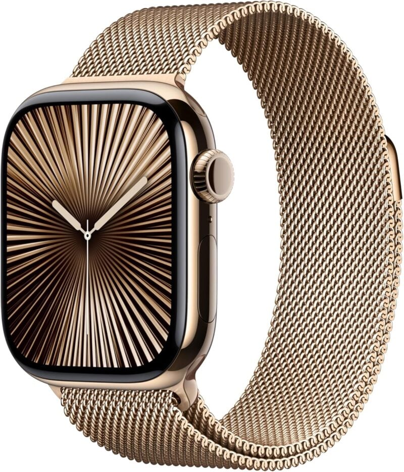 Apple Watch Series 10 42mm (GPS + Cellular) - Titane Or, Bracelet Milanais Or Or